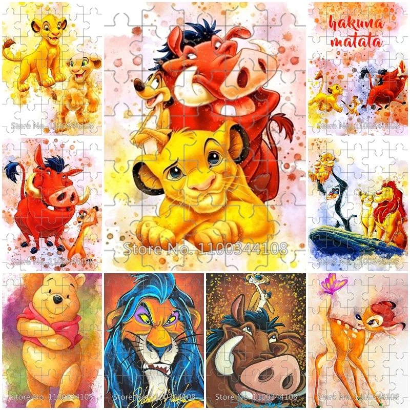 

Disney 35 Pieces Jigsaw Puzzles The Lion King Simba Timon Pumbaa Puzzle Winnie The Pooh Cartoon Picture Assembly Children's Toys