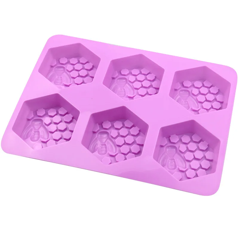 3D Handmade Soap Silicone Mold 6-Piece Bee Shape Silicone Mold DIY Handmade Soap Mold Homemade Honeycomb DIY Cake Mold