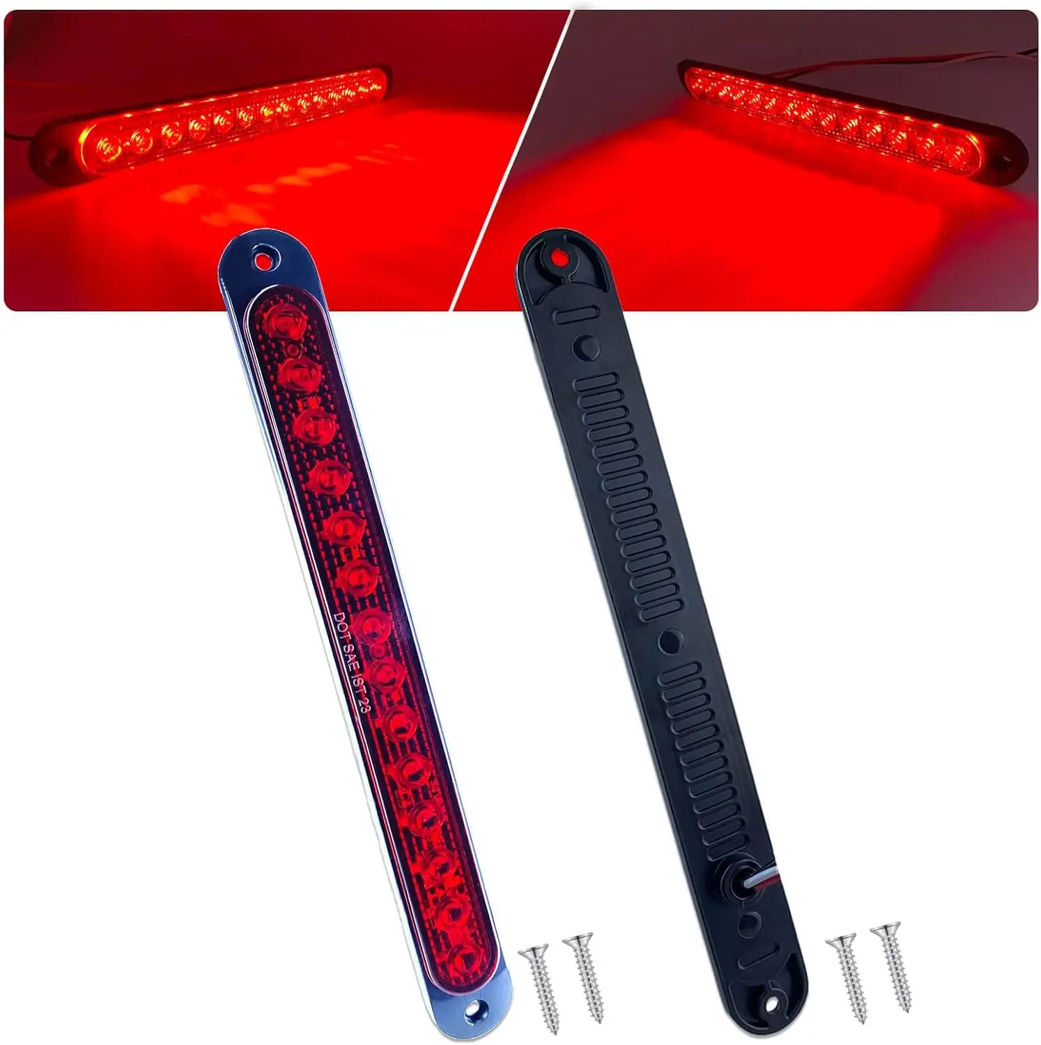 

2Pcs 10" LED Trailer Brake Lights Bar, Aluminum Base, Red Stop Turn Tail Marker Lights for Truck Boat Marine, 15 LEDs