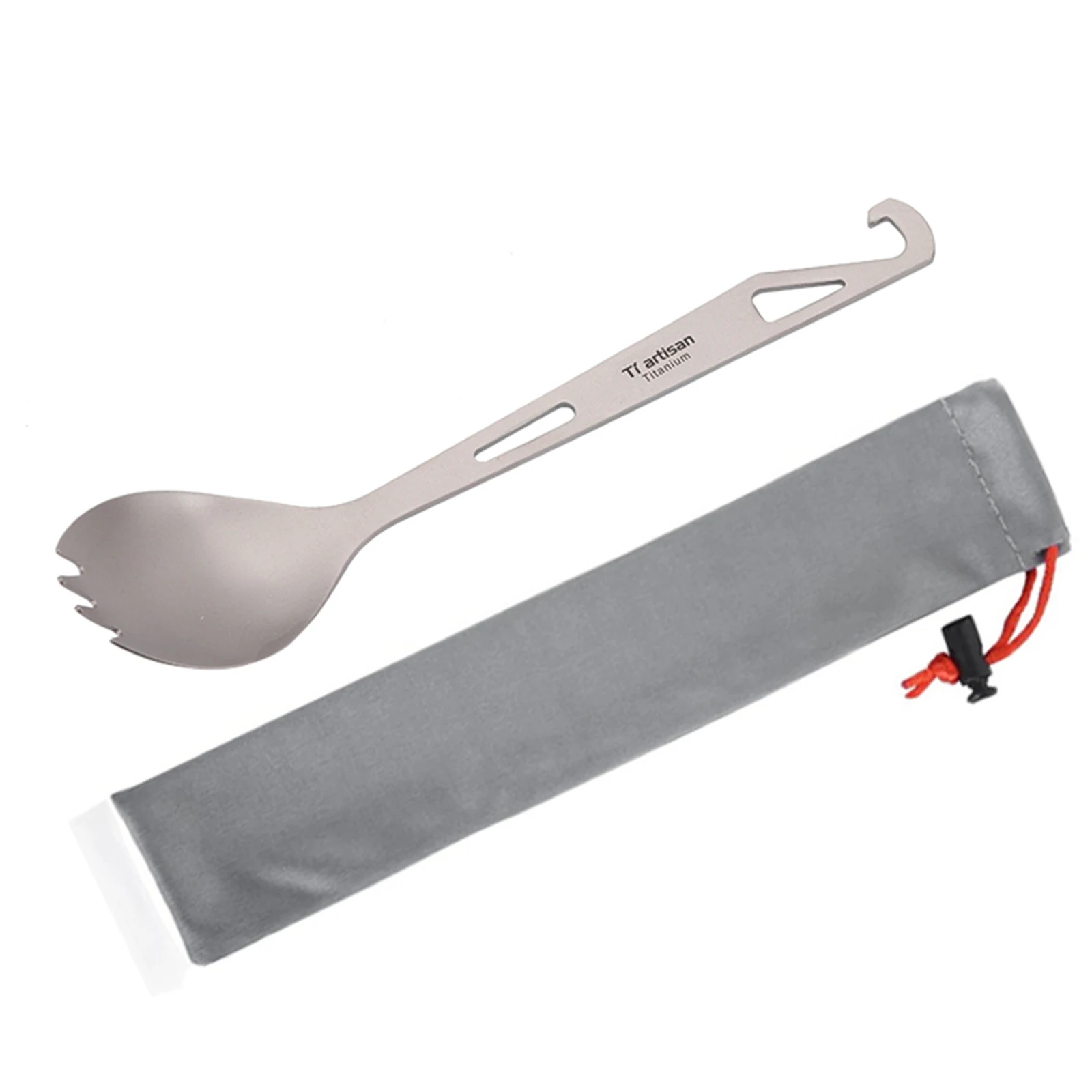 

Titanium Dinner Fork Spoon Spork Bottle Opener Flatware Cutlery Set With Storage Bag Lightweight Home Camping Picnics Accessorie