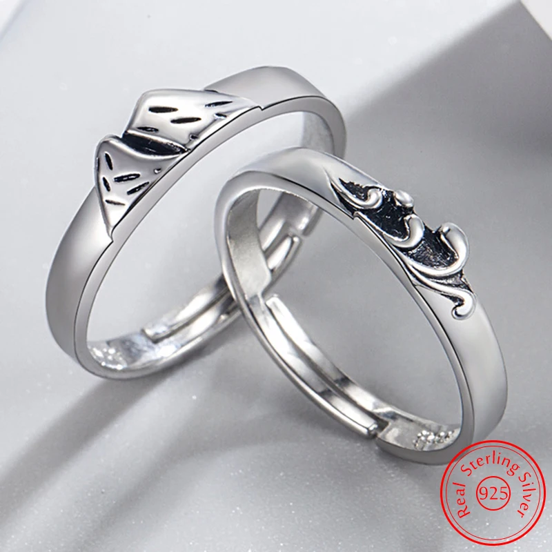 Lady's 925 Sterling Silver Fashion Jewelry New Mountains And Seas Couple Rings For Man XY0349