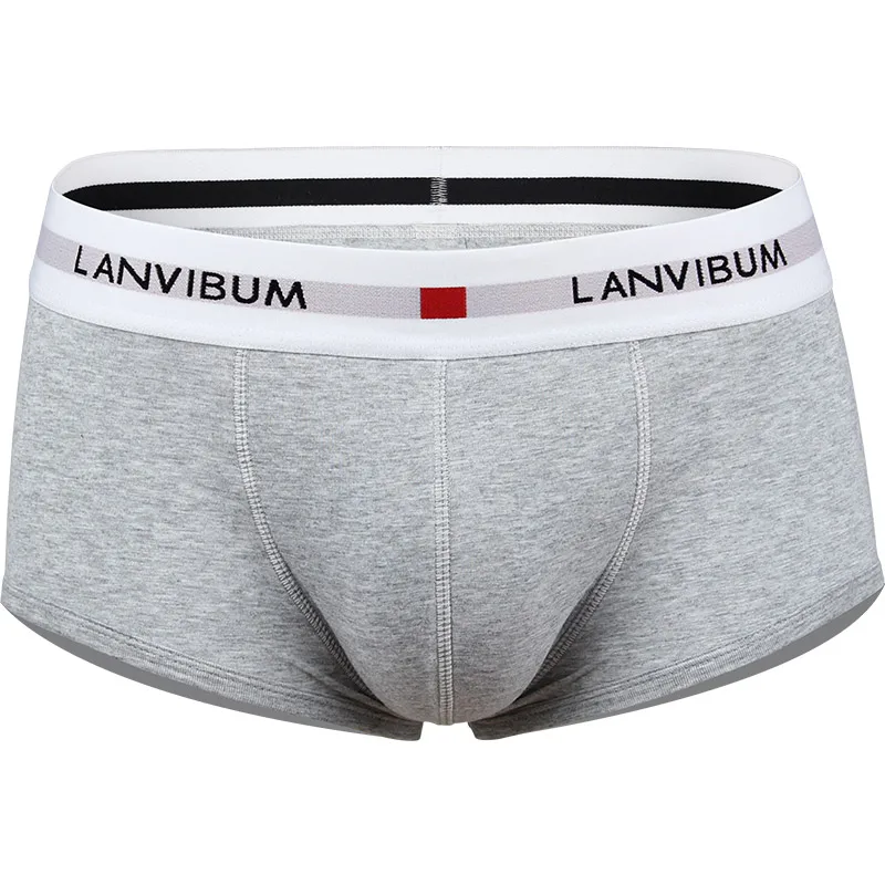 Lanvibum-bóxer de algodón para hombre, ropa interior, calzoncillos