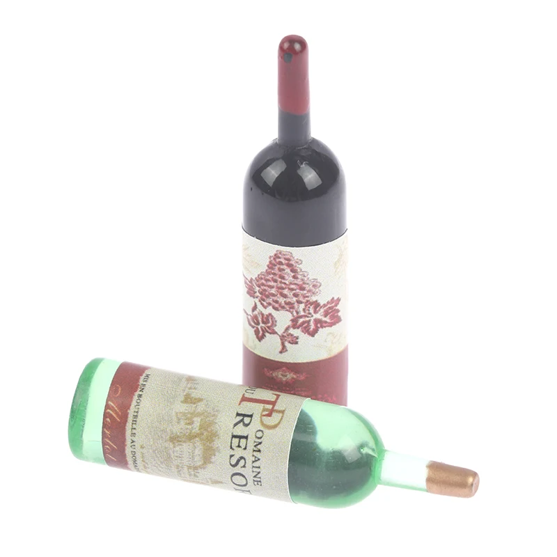 3pcs/set 1/12 Dollhouse Miniature Simulation Wine Bottle Wine Glass Model Toys