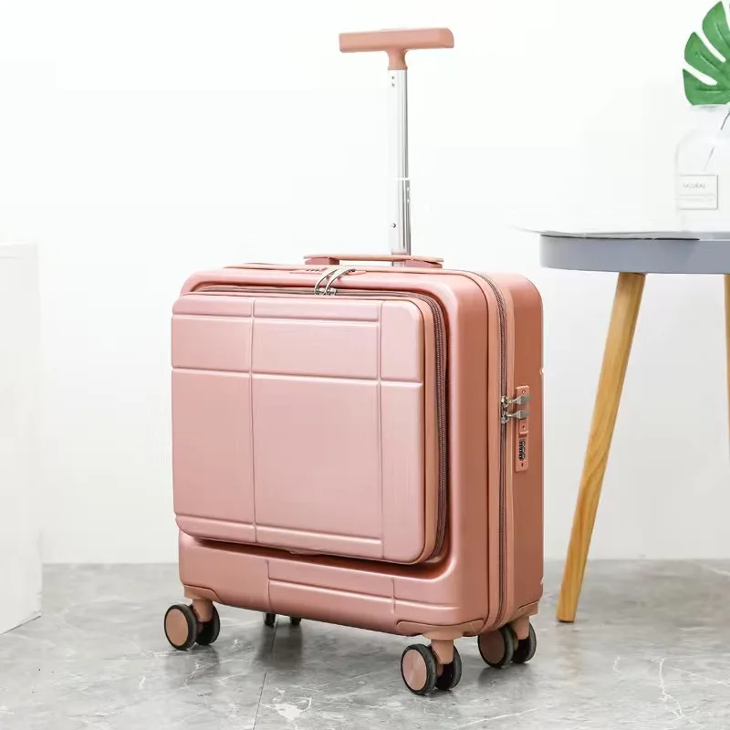 18inch Front opening Women travel suitcase on Universal mute wheels carry on Luggage rolling luggage case lightweight luggage