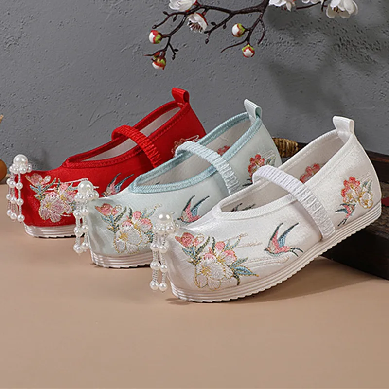 

Fashion Cloth Shoes Baby Perform Embroidered Hanfu Girls Shoes Zapatos Autumn Kids Sneakers Children's Flats Ancient Costume
