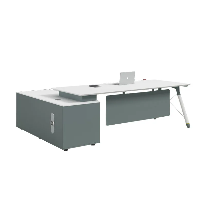 Boss desk Supervisor Manager desk and chair combination Stylish office furniture Simple modern office White boss