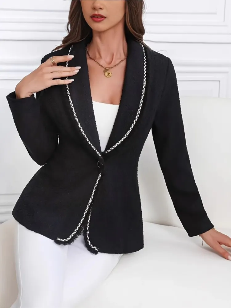 Otoño Blazer traje abrigo mujer estampado Patchwork elegante moda manga larga señoras Blazer traje chaquetas estilo coreano mujer abrigos