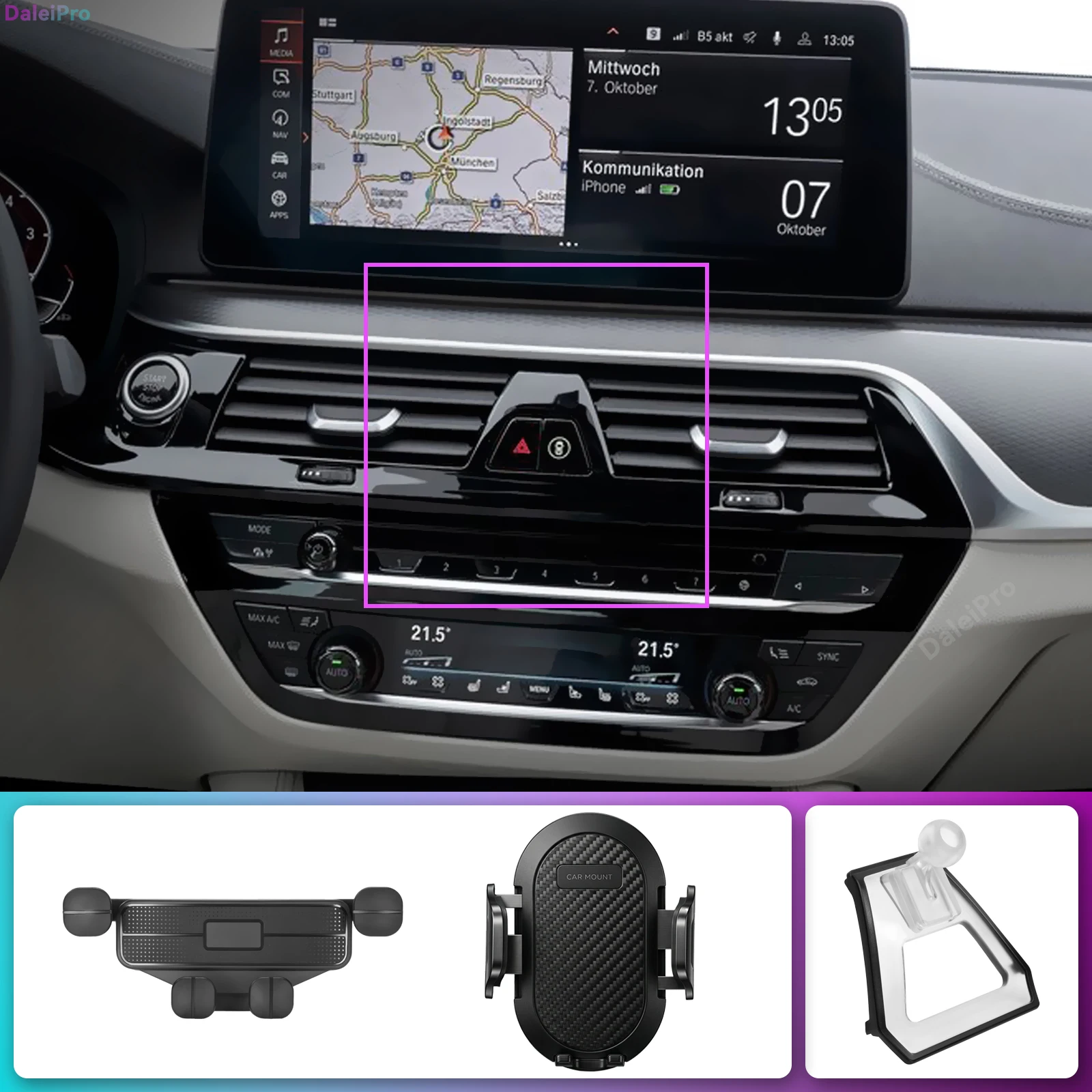 For BMW 5 Series G30 2017 2018 2019-2022 2023 Car Phone Holder, OEM Clip-On Design 2-in-1 Holder & Base Kit for BMW 6 Series GT