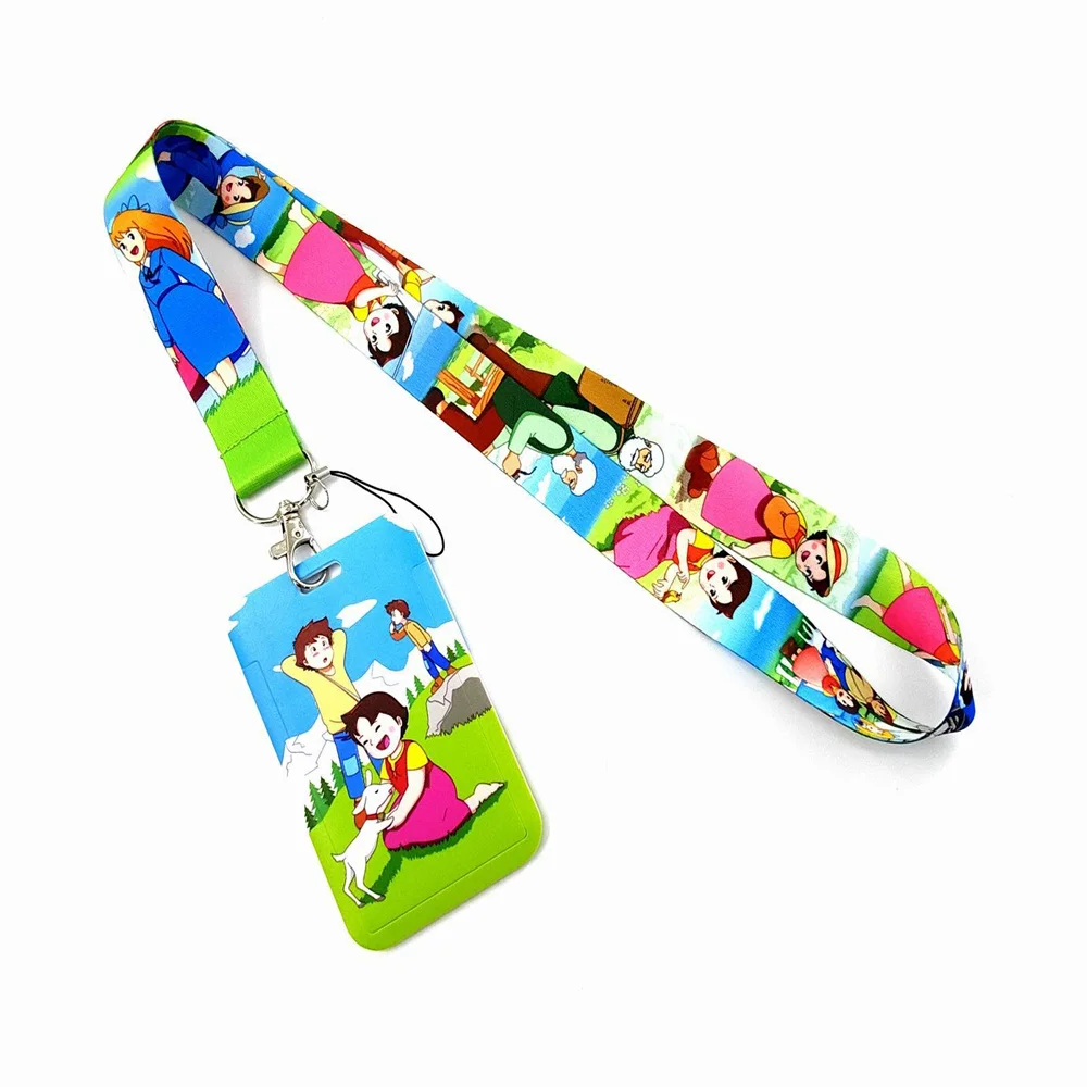 girl Cartoon PVC Card Cover Student Campus Hanging Neck Bag Card Holder Lanyard ID Card Holders key chain