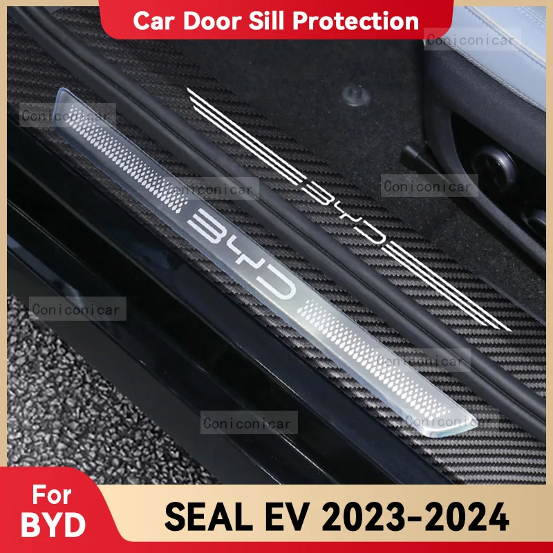 

Car Carbon Fiber Door Sill Sticker For BYD SEAL EV 2023 2024 Threshold Pedal Anti-scratch Interior Decoration Accessories