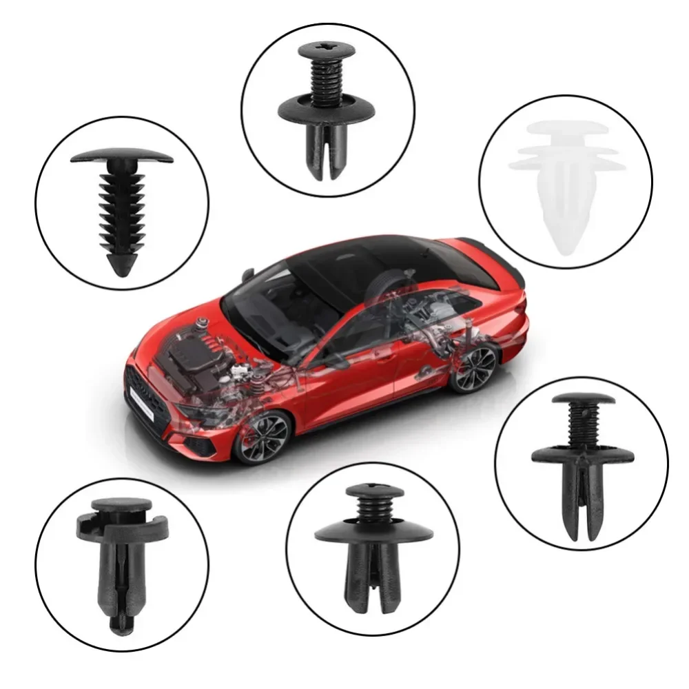 1Set Car Fastener Clip Plastic Push Fixed Pin Threaded Rivet Clips for Car Door Trim Body Bumper Panel Auto Repair Parts