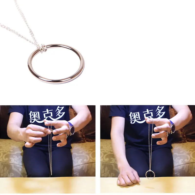 5PCS Ring and Chain Magic Tricks Street Close Up Illusion Props Alloy Knot Ring on Chain Magic Hoops Game Show Play Gifts Toy