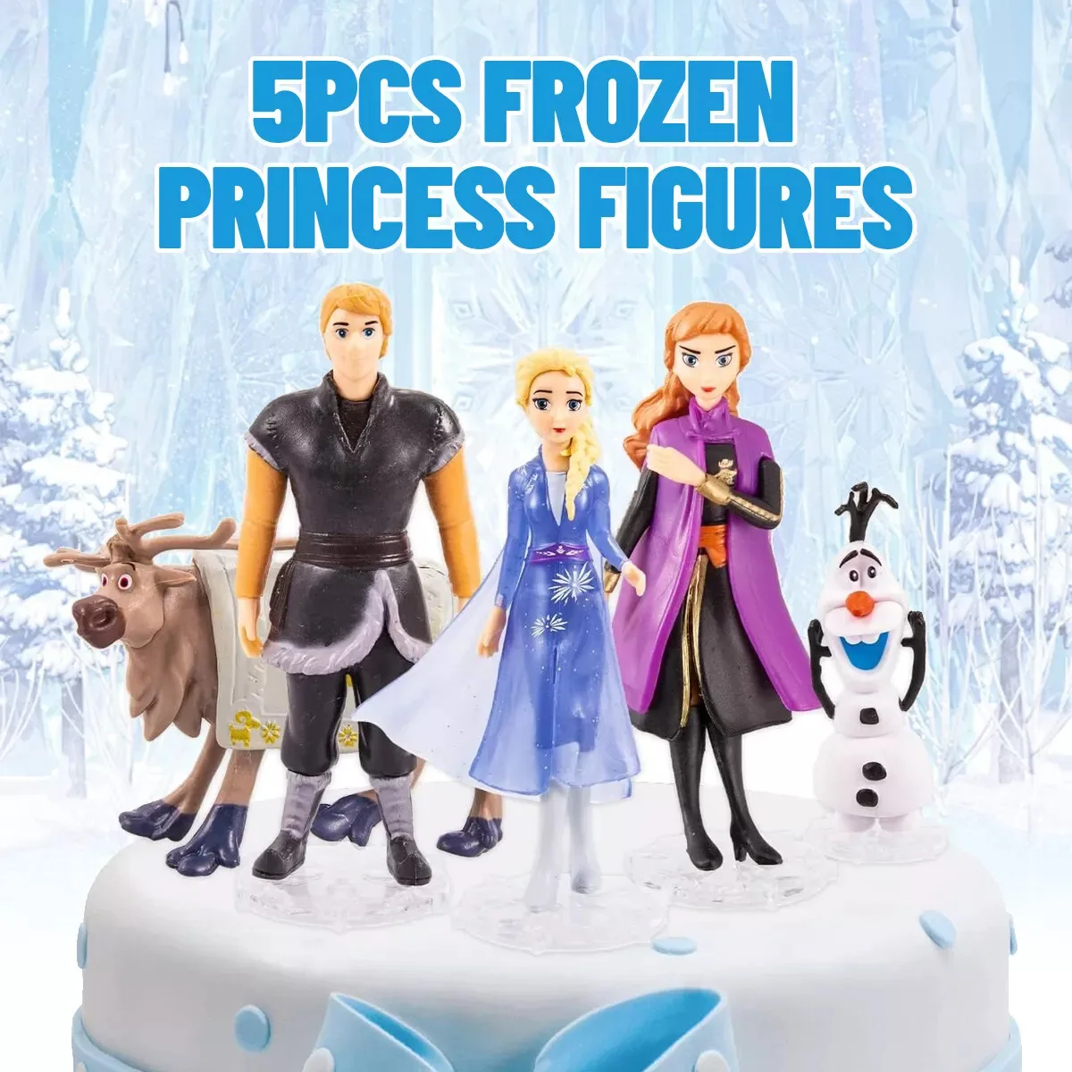 5Pcs Frozen Figure Princess Elsa Anna Olaf Reindeer Decoration Toy Action Figures Cake Decoration Queen Model Toys Gift