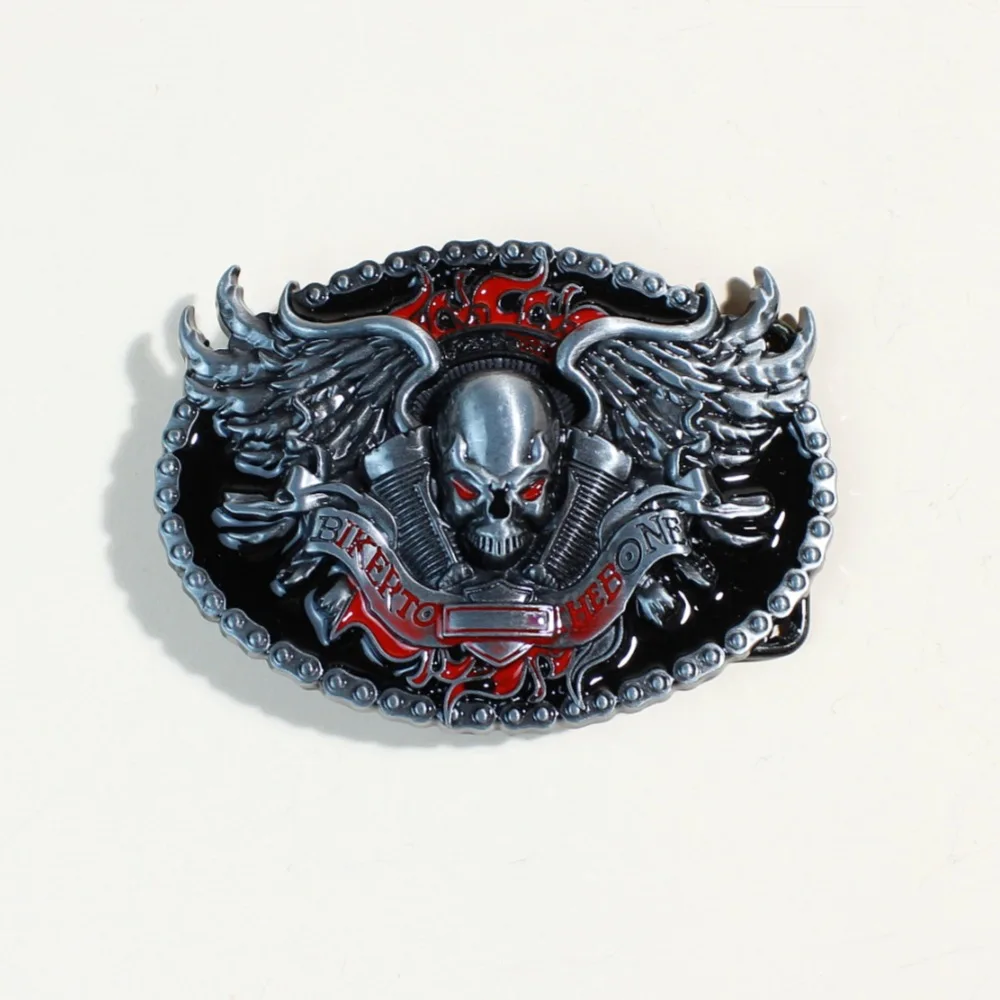 

Zinc alloy belt buckle with western dark style and skeleton punk style leather belt plate buckle for men