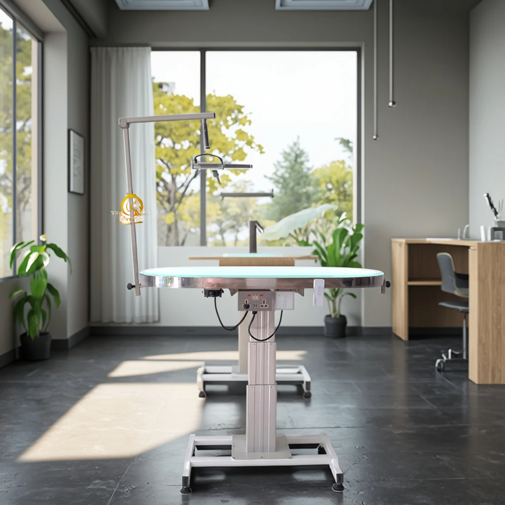 

EURVET Air Lifting Stainless Steel Electric Dog Grooming Table with LED Lighted Foldable Design-Durable Pet Grooming Equipment