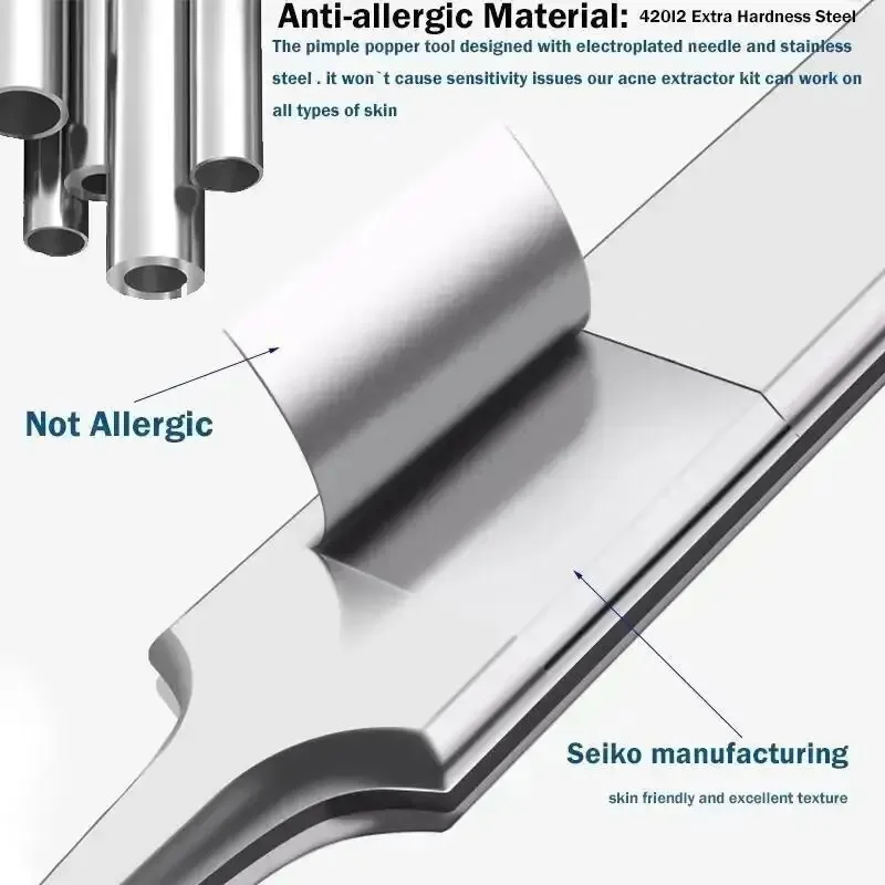 11 pz Acne Rimozione di Comedone Aghi Kit Macchia Nera Macchia Blemish Brufolo Ago Strumento di Pulizia Profonda Viso Cura Della Pelle In Acciaio Inox