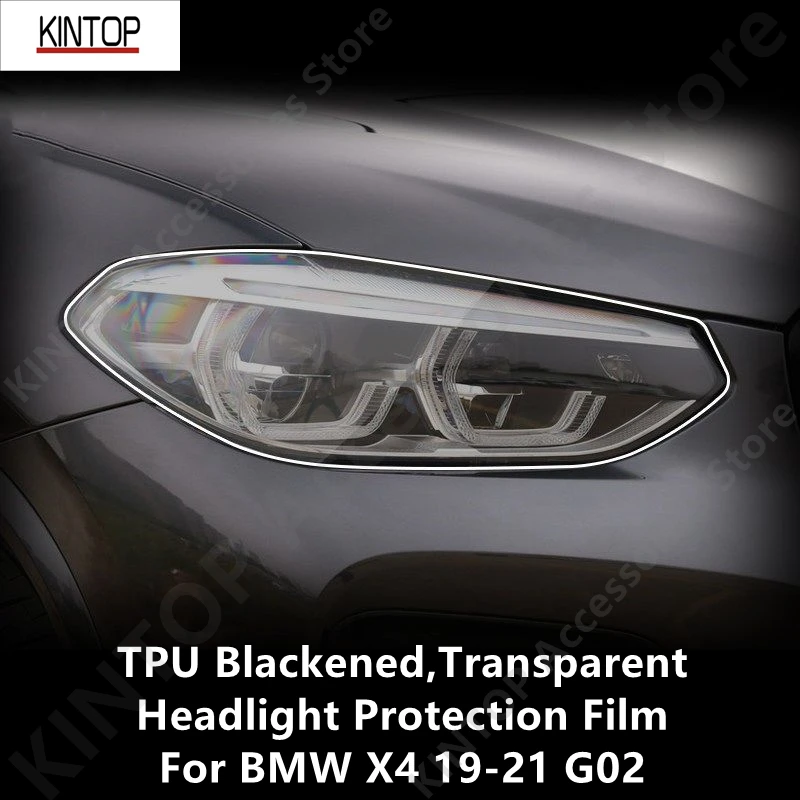

For BMW X4 19-21 G02 TPU Blackened,Transparent Headlight Protective Film, Headlight Protection, Film Modification