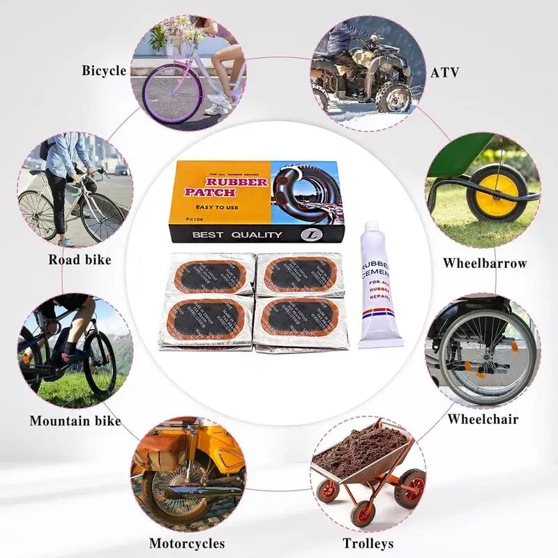 24/48pcs Patches Flat Tire Repair Kit with Glue Bicycle Tire Repair Patch Repairing Tyre Protection Patch for Outdoor Cycling