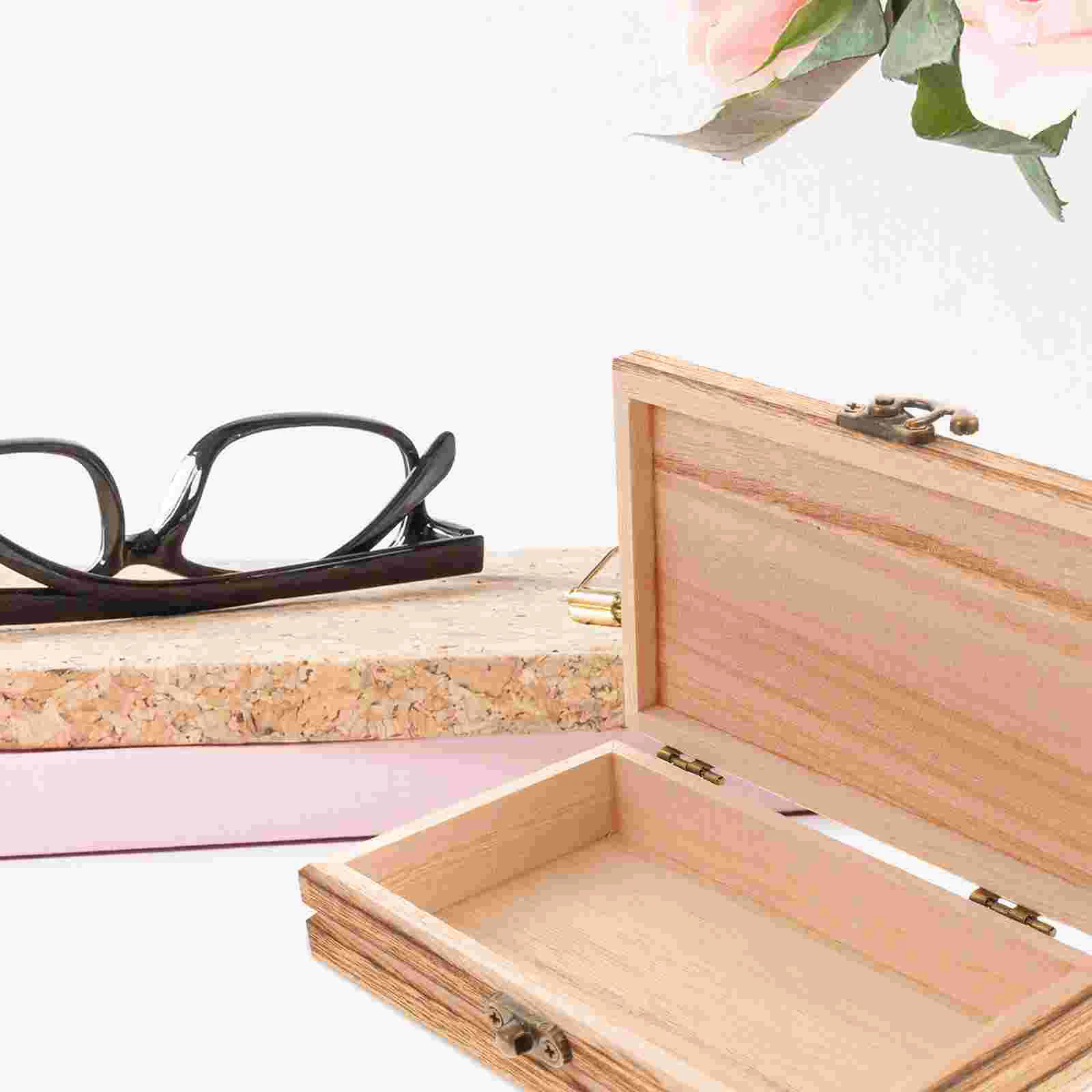 Storage Box Jewelry Wood Case Glasses Memory Boxes for Keepsakes Bamboo Organizer Container