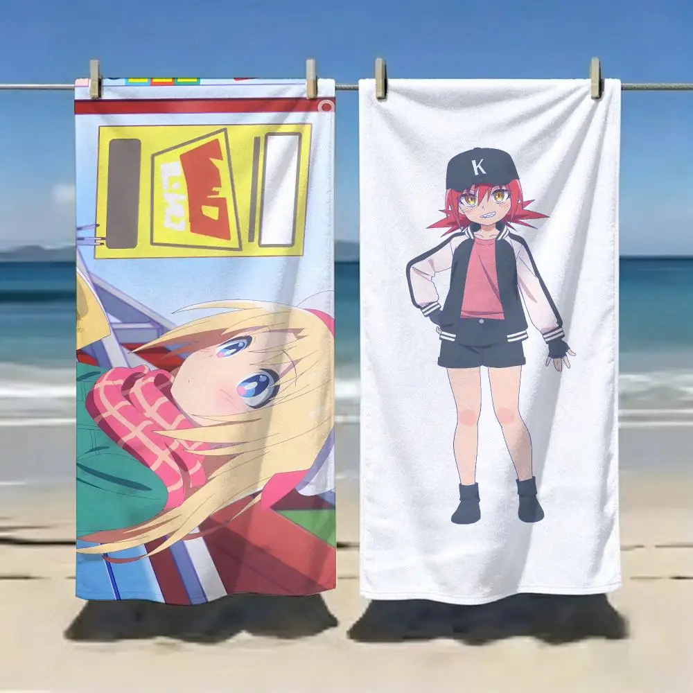 Manga Cultural Exchange With a Game Center Girl Towel Microfiber soft Beach Towel for Travel Fitness Sauna Bathing Camping