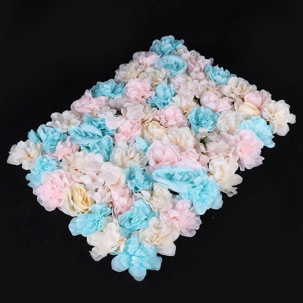 12Pcs Artificial Flower Wall Panels 23.62*15.74in Hydrangea Rose Dahlia 3D Floral Backdrop DIY Privacy Fence Panel for Home Garden Wedding Decor