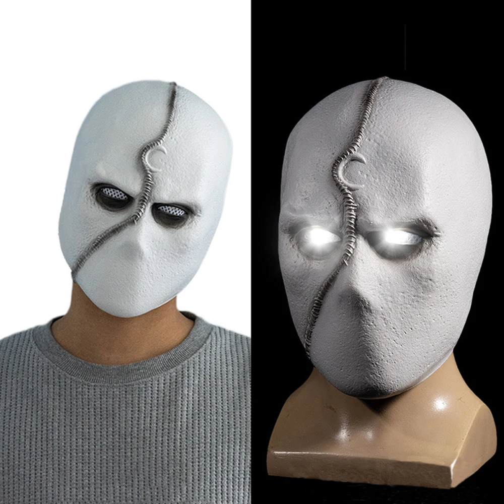 Image of Mit LED leuchten Cosplay Mond Film Rolle Ritter Stil lustige Halloween-Maske Voll gesicht Karneval Party Karneval Kostüm Requisiten