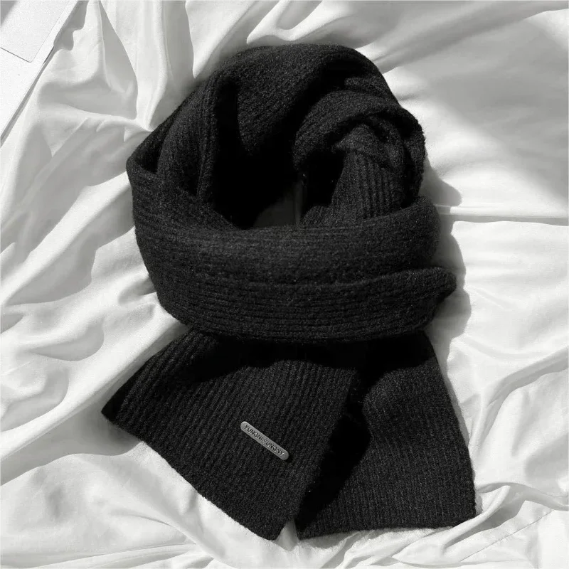 High Quality Classic Wool Solid Scarf Men Women Winter Autumn Knitted Thick Warm Soft Muffler Male Female Korean Version Scarf