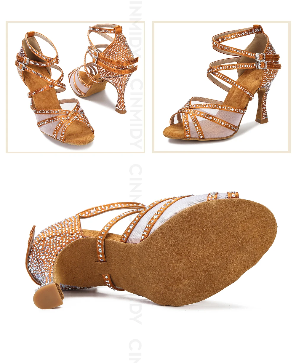 CINMIDY Tanzschuhe für Damen, Netzstoff-Latin-Tanzschuhe, Damen-Salsa-Schuhe, Satin-Hochzeitsschuhe, weiche Sohle, Damensandalen. – Detail 15