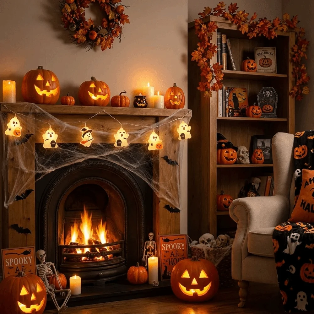 150/300 cm Ghost Decoration String Lights Battery Powered Decorative Light Halloween String Lights Atmosphere Light Portable