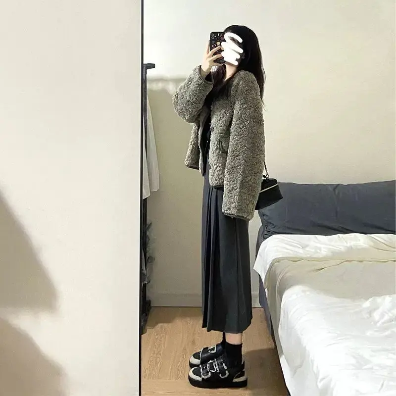 2024 neue Herbst/Winter tragen koreanische Süße, eleganten Stil, hochwertigen Mantel und Rock, zweiteiliges Damen-Set