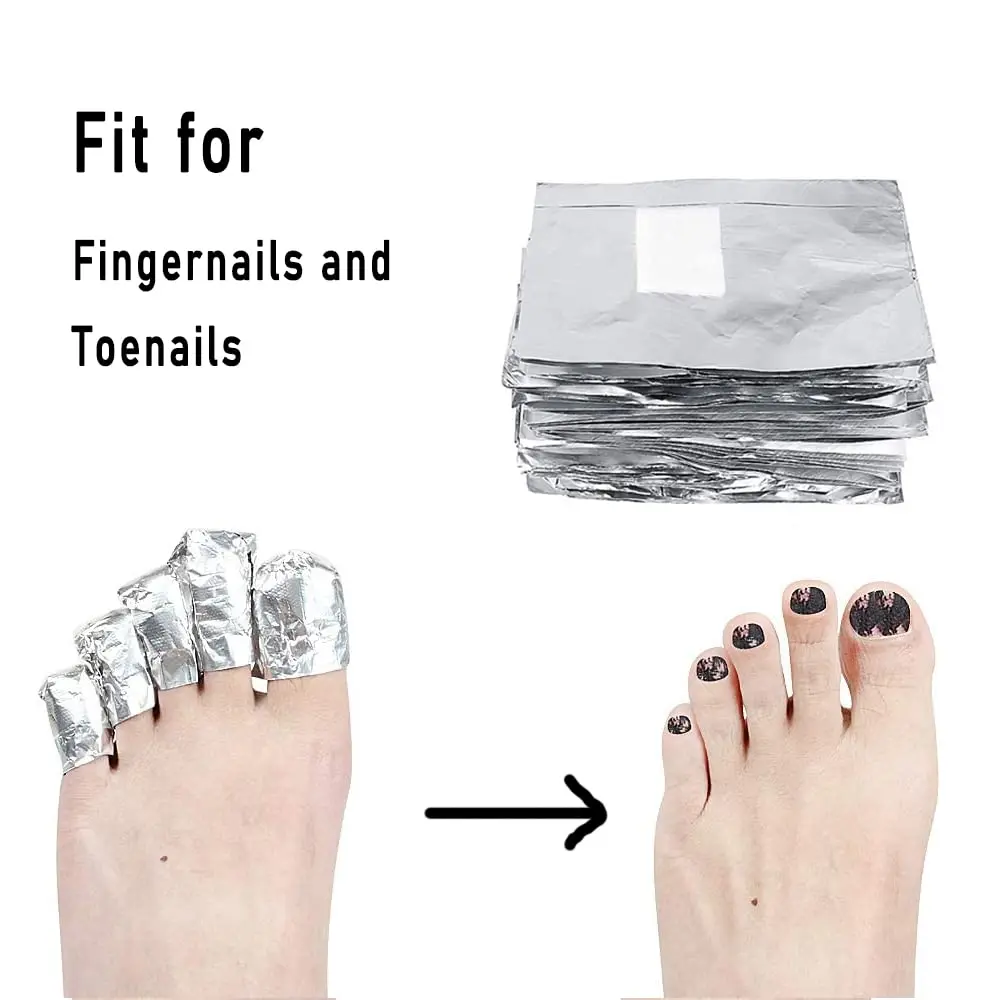 50개 네일 폴리쉬 리무버 포일 랩 알루미늄 소크 오프 포일 코튼 패드 젤 네일 폴리쉬 랩 린트 프리 대형 코튼 패드 포함
