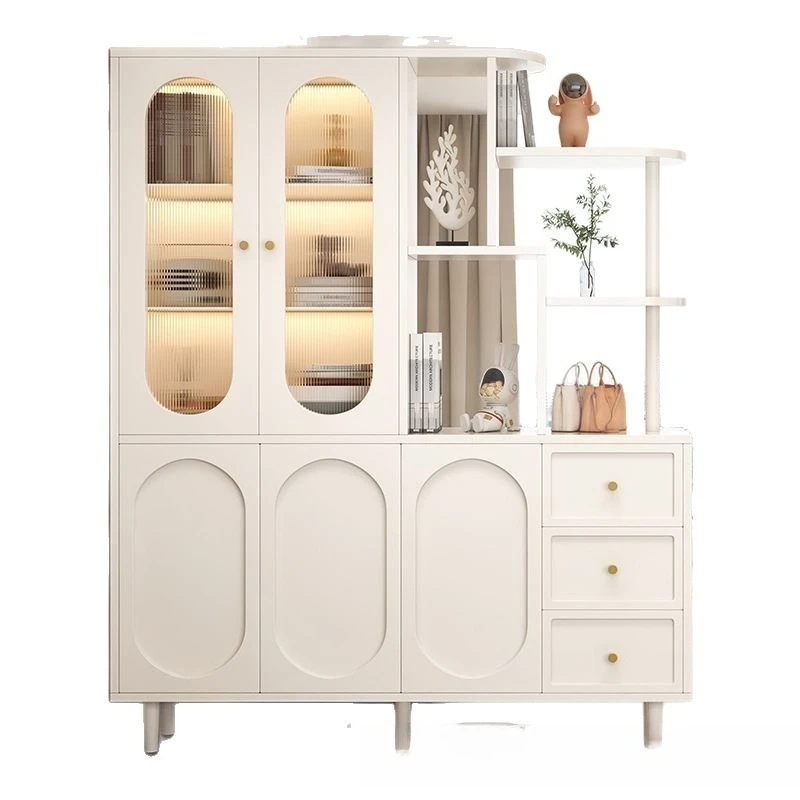 Cream Foyer Entrance Cabinet Thin Shoe Integrated Home Partition Screen Restaurant Wine  Partition Cabinet Bag