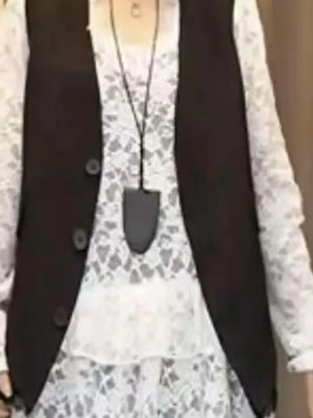 Ele ronde Ne Svel Lace Jaet damesvest Top Zwaar borduurwerk Splitsen Sle Pendelen Faion Enkele knoopsluiting