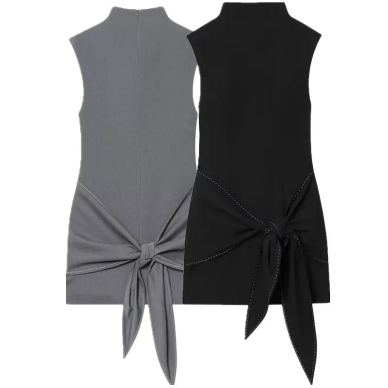 جديد خريف 2025 تصميم ديكور نسائي بعقدة دكتور بخصر عالٍ بقصة ضيقة غير رسمية للتنقل والرياح