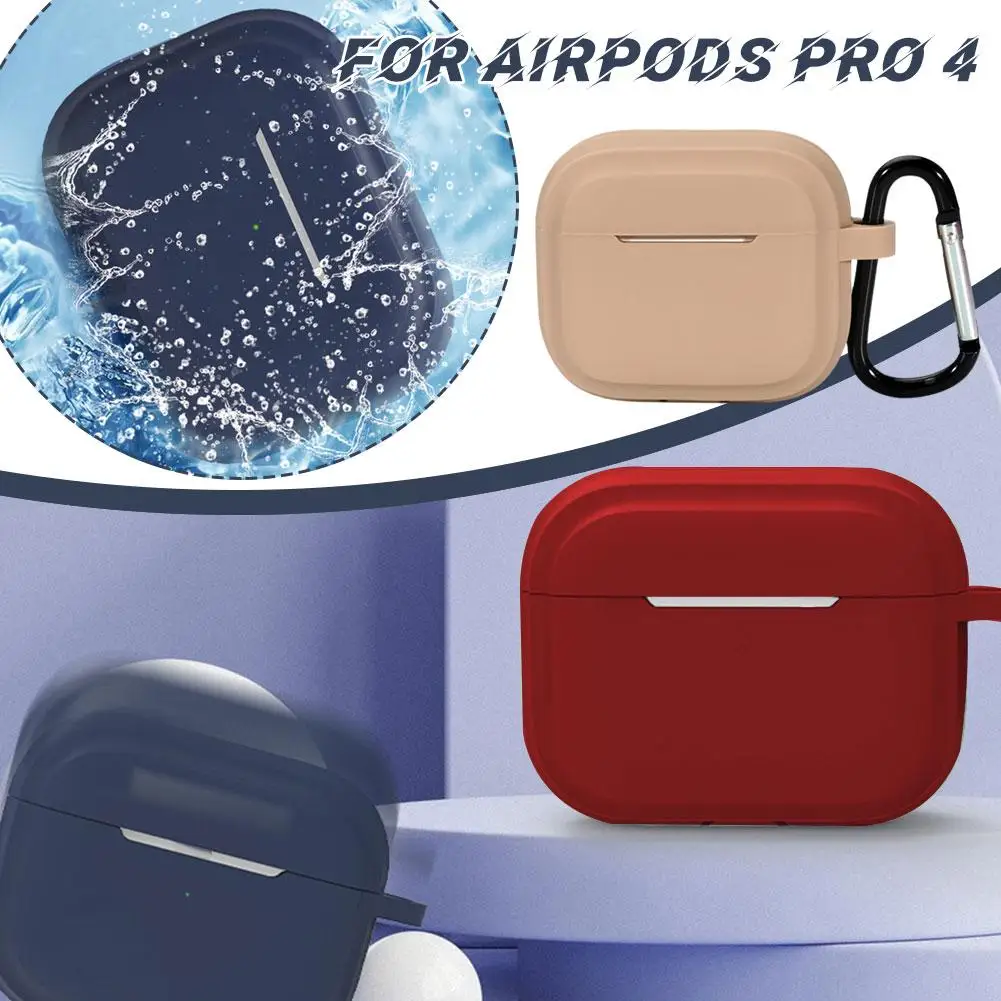 Funda de silicona para AirPods Pro 4, funda de silicona para auriculares AirPods Pro 4, brillo X1X5