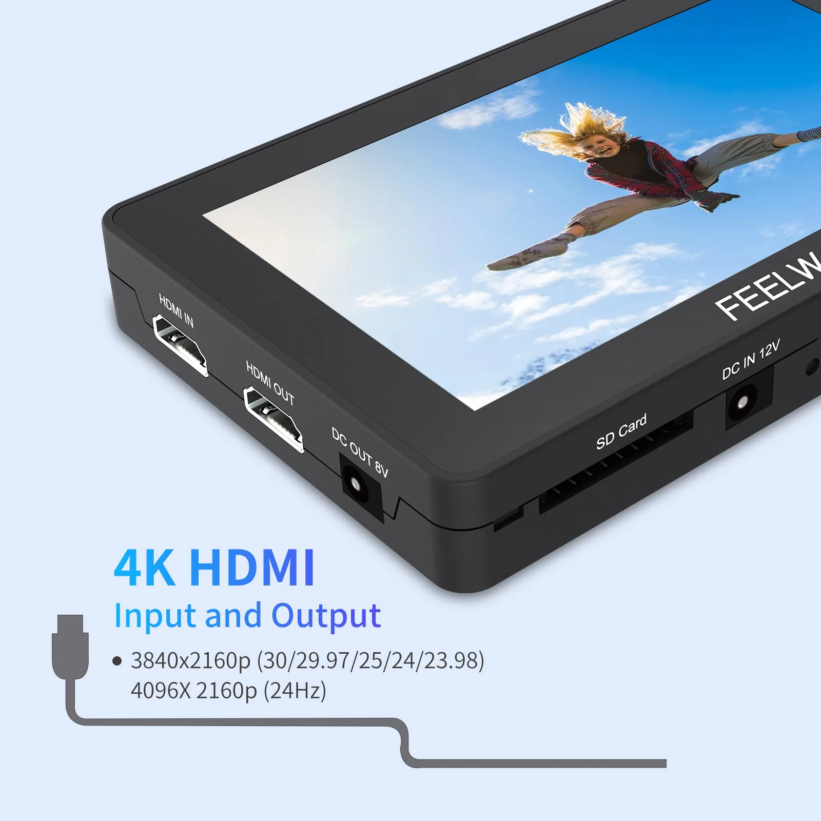 كاميرا Feelworld F6 PLUS مقاس 6 بوصات DSLR شاشة لمس ميدانية مع شاشة HDR ثلاثية الأبعاد LUT FHD 1920x1080 IPS Video Peaking 4K HDMI داخل الخروج