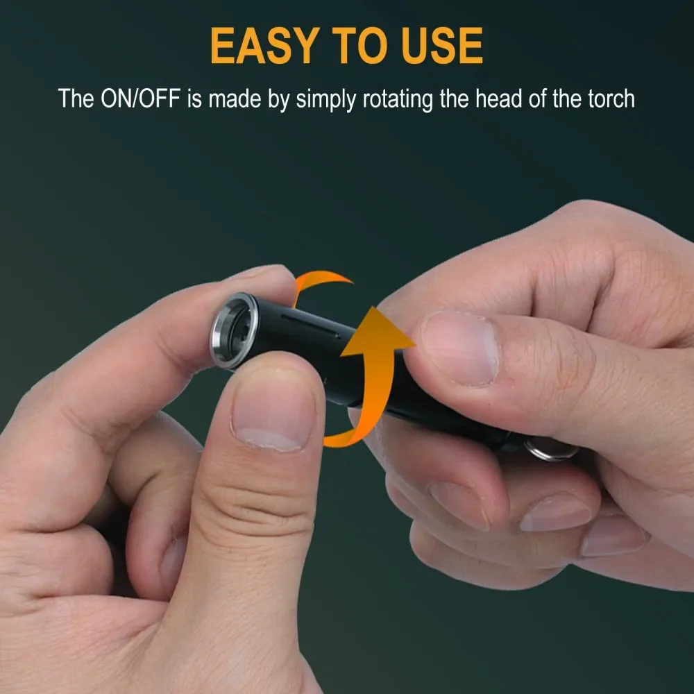 BORUiT RJ11 Mini Keychain Tactical Flashlight Torch IP67 Waterproof Camping Lantern Use AAA Battery