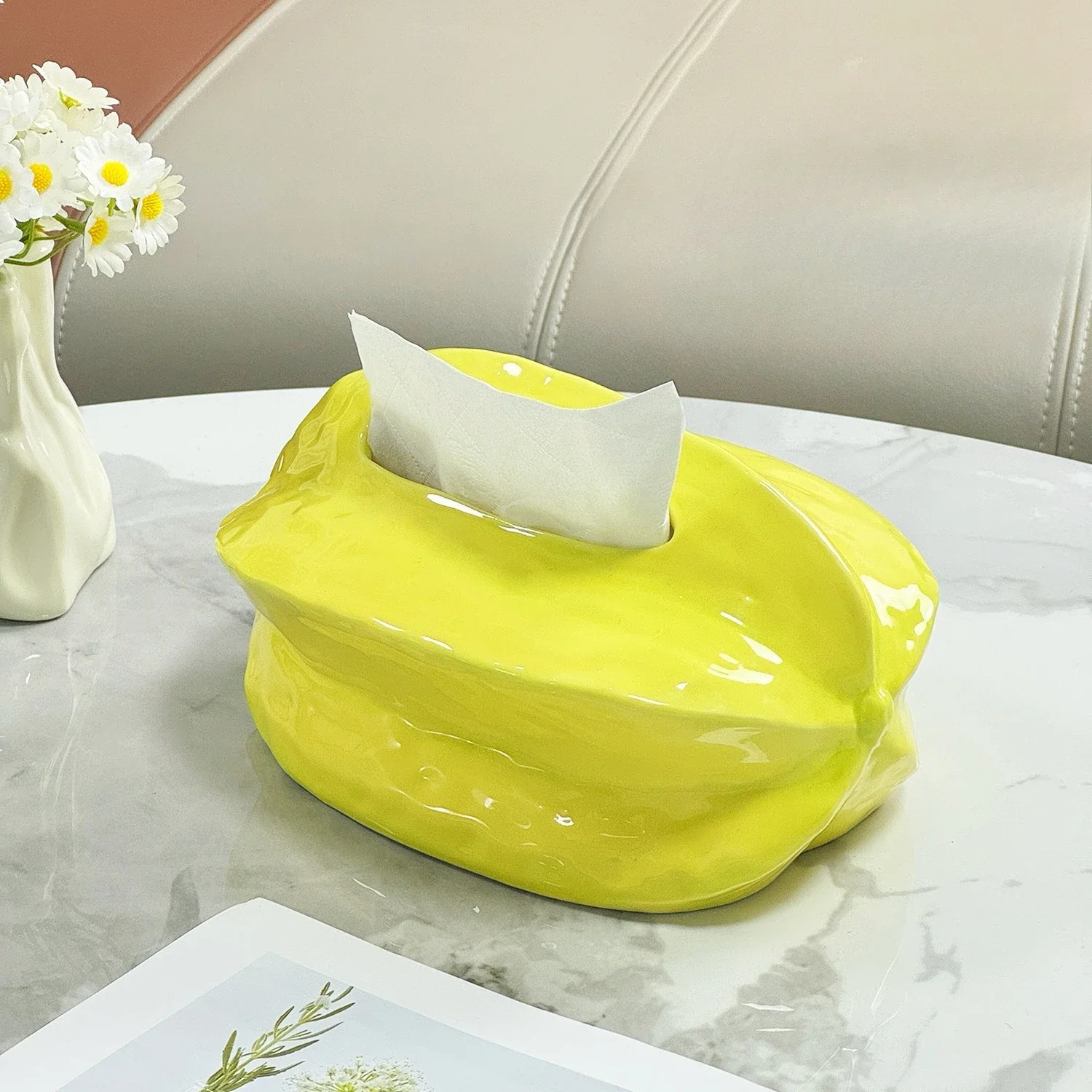 

Креативная коробка для салфеток Carambola, журнальный столик, украшение стола, имитация морского фрукта, керамическая коробка для салфеток, прикроватная тумбочка, чехол для бумажных полотенец