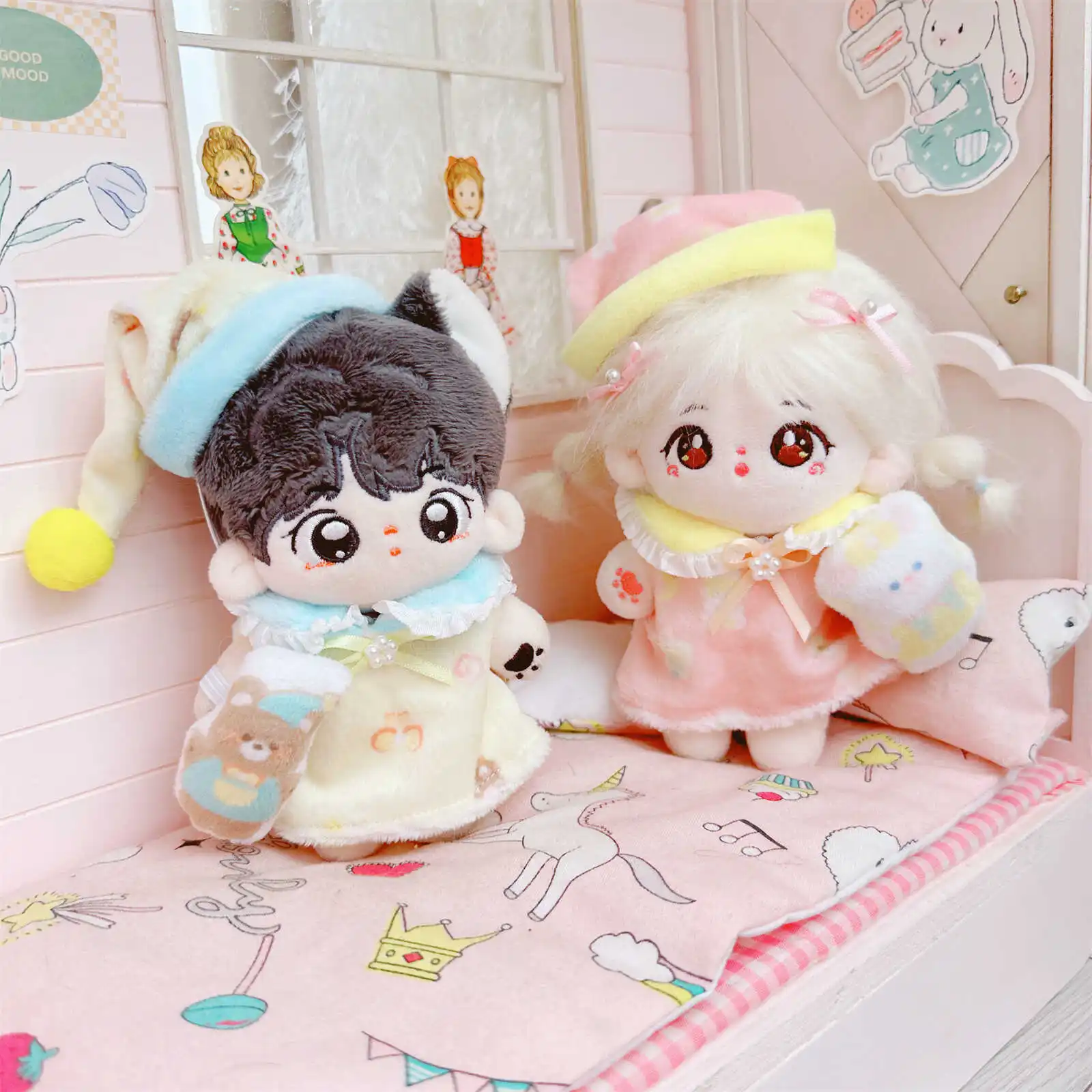 

Cute Idol Doll Clothes, Pajamas Suit, Kawaii Dress Up, Plush Doll, Changing Clothes, Game for Girls, Fans Collection Gift, 10cm,