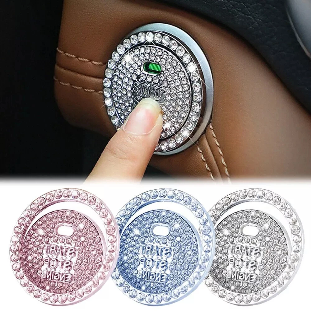 

1x Crystal Engine Ignition Onekey Start Stop Push Button Switch Protective Cover Bling Girls Gift Car Interior Decor Accessories