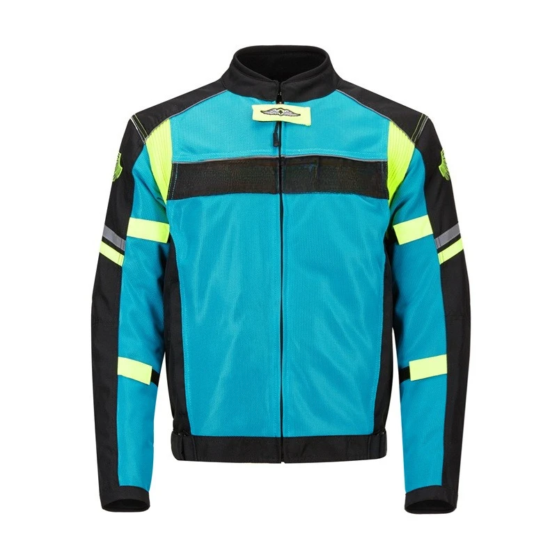 

Motorcycle riding suit men's mesh breathable locomotive equipment retro lake blue