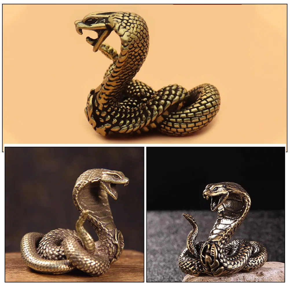 Exquisite Brass Snake Ornament Miniature Desktop Decor Chinese New Year Symbol Wisdom Strength Transformation Retro Home Office