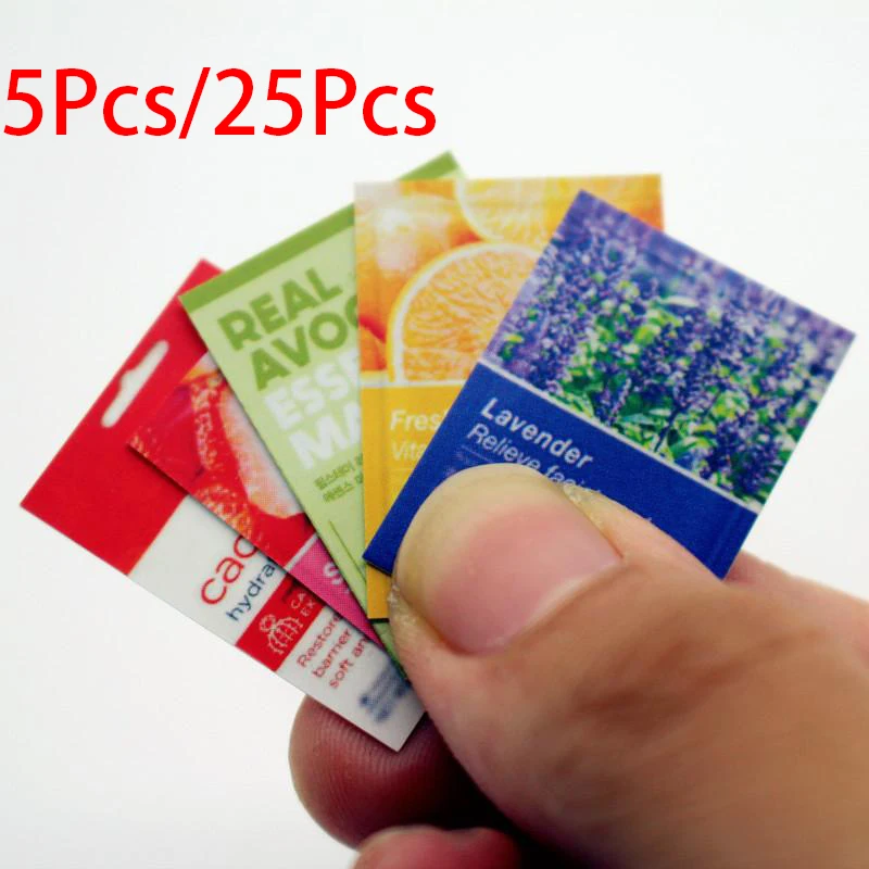 5Pcs/25Pcs Cute Mini Items Facial Mask Set Skin Care Combination Miniatures Simulation Bathroom Supplies Toys For Girls