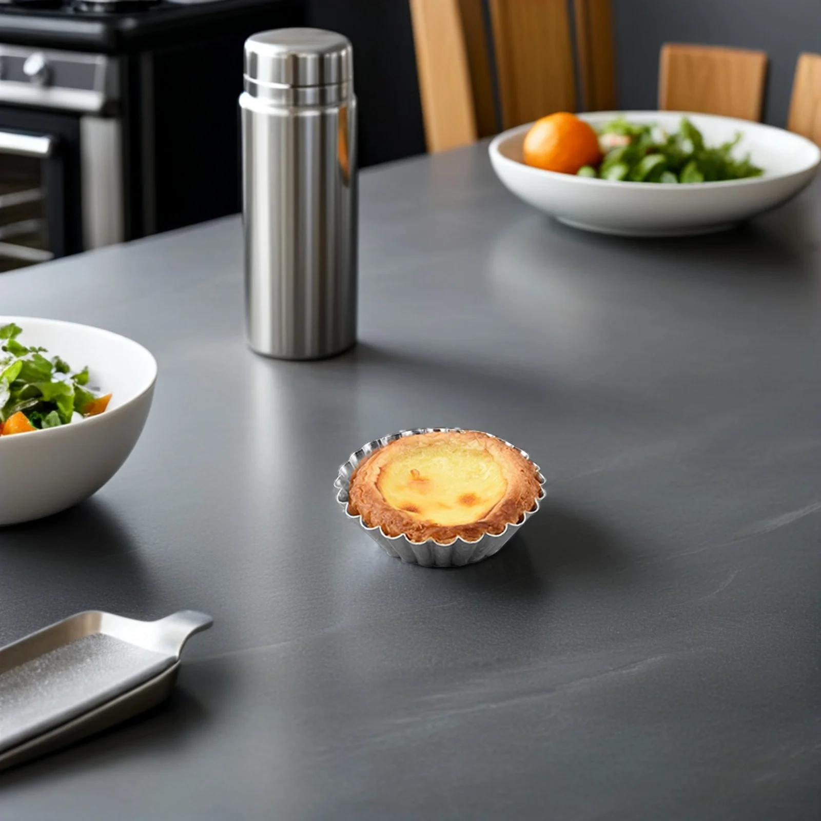 

6Pcs Stainless Steel Tart Molds Heat Resistant Non Stick Baking Mold for Egg Tart Cheesecake Pudding Jelly DIY Cupcake Mold