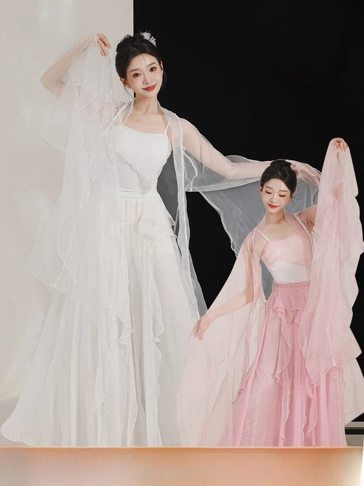 

Ele Petal-Sved Classical Dance Outfit Le Falling Clear Dance Performance Costume Skirt Pants Wind Dance Practice Suit