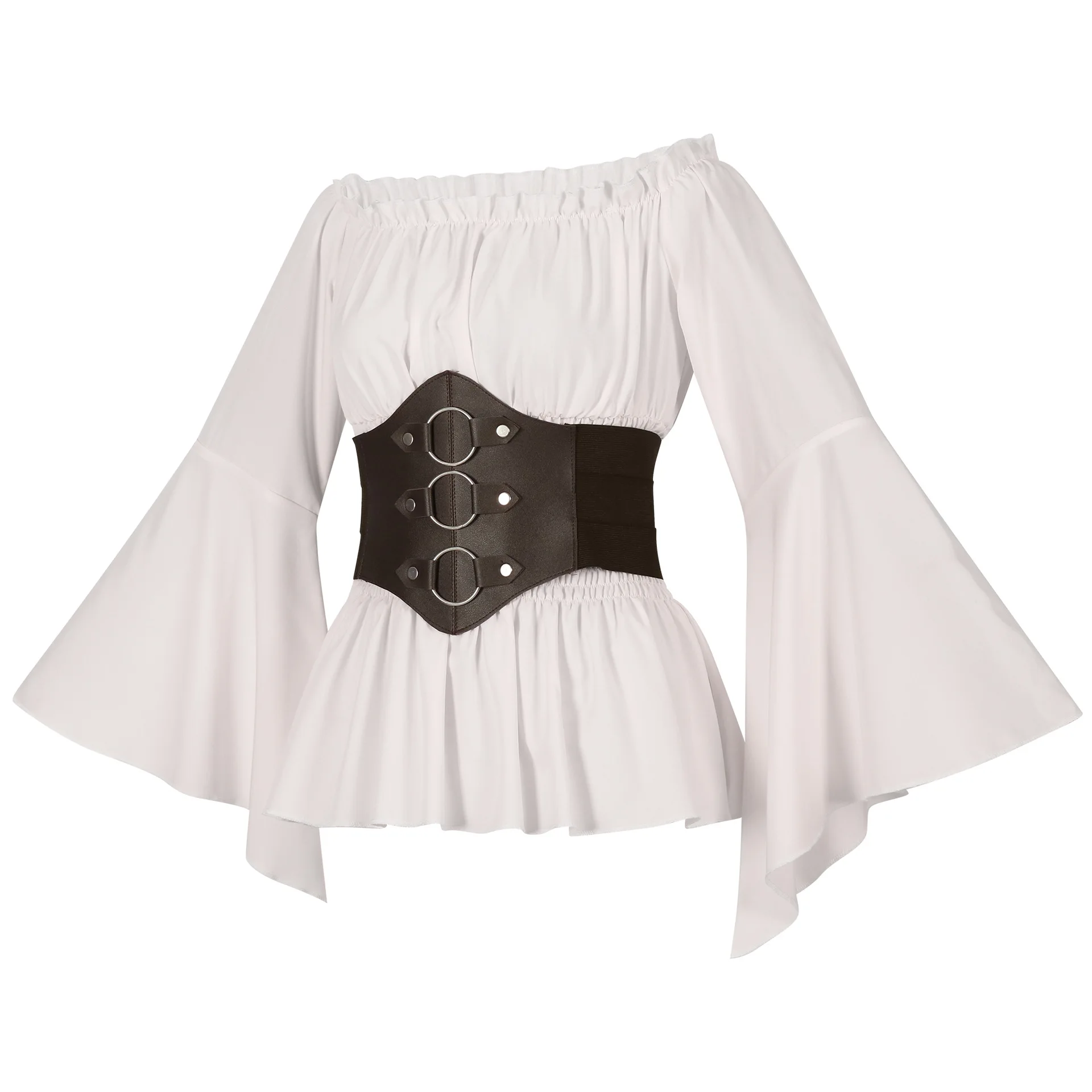 Camisa pirata vintage medieval para mulheres, trajes cosplay, moda irlandesa festival, tops de performance de palco, roupas de festa