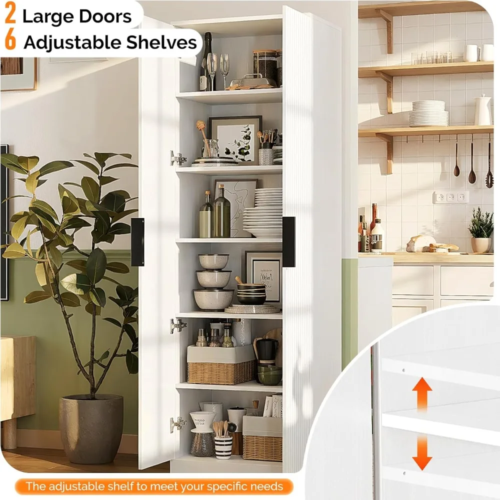 

70-inch Modern Sideboard with Recessed Doors and 5 Adjustable Shelves