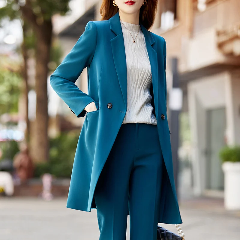 Blazers Women 2023 New Fashion Office Ladies Solid Mid Long Blazers Jacket Casual Long Sleeve Slim Coats Female Outerwear Tops