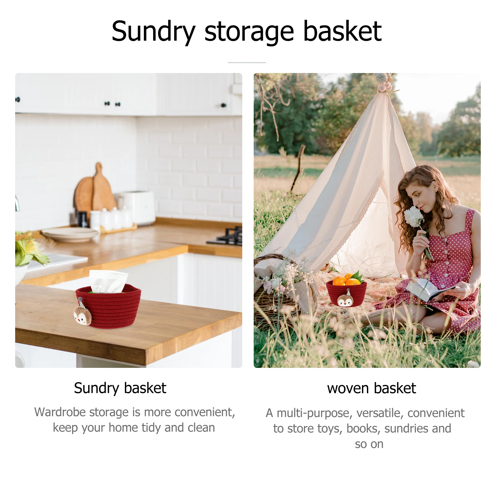 

Cotton String Storage Box Small Rope Woven Basket Decorative Laundry Baskets