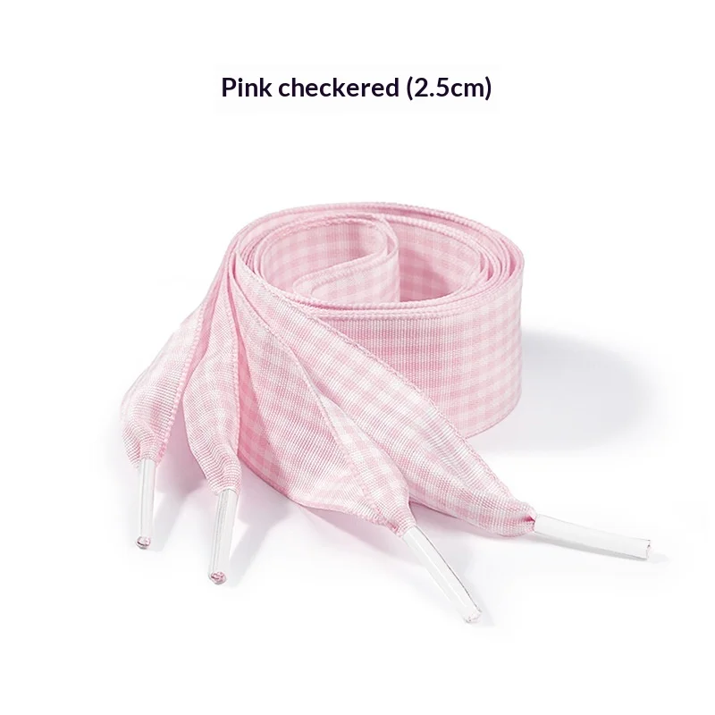 1Pair Candy Color Checkered Shoelaces Black White Pink White Plaid Shoe Laces Replacement Rope for Casual German Training